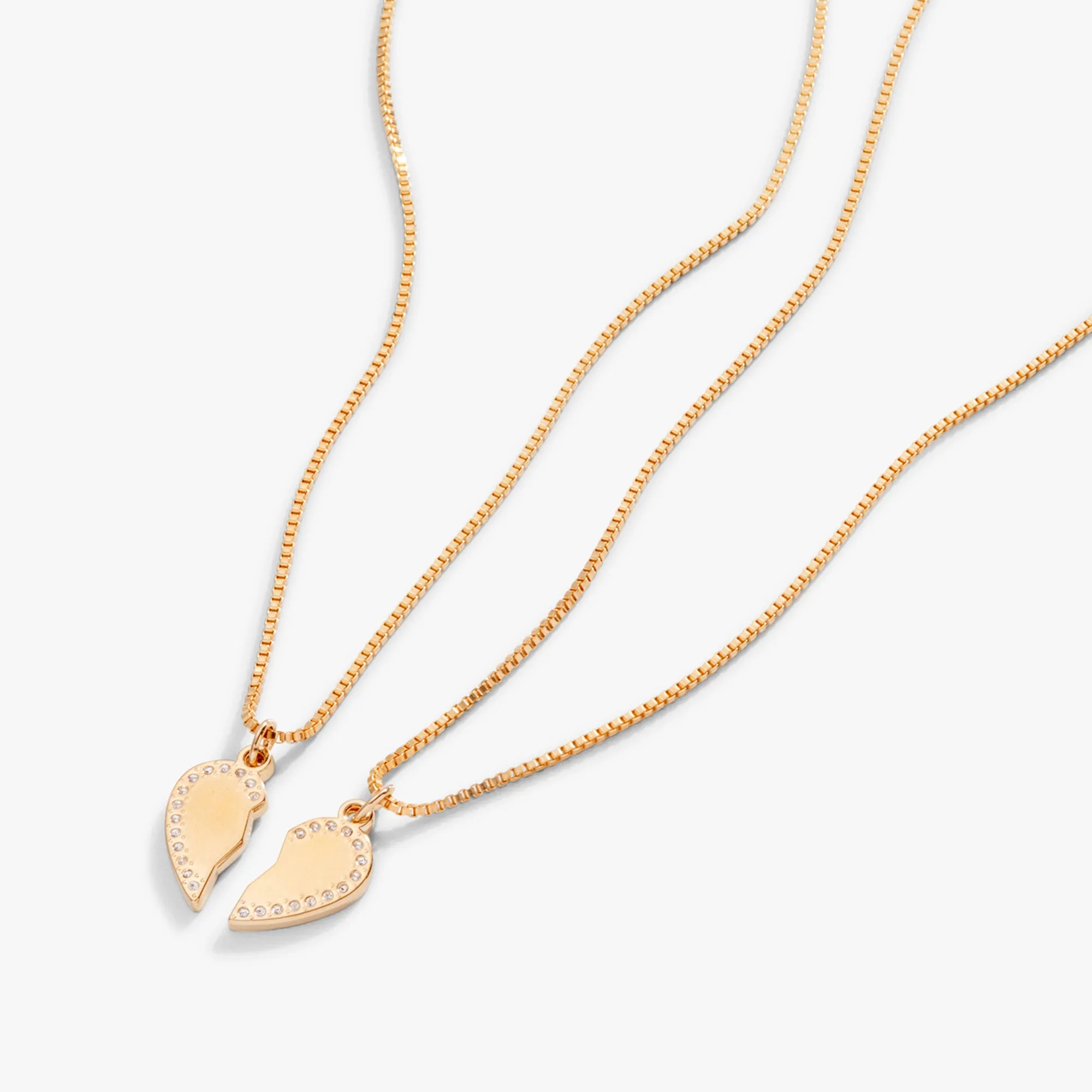 Pav Heart Best Friend Necklaces, Set of 2