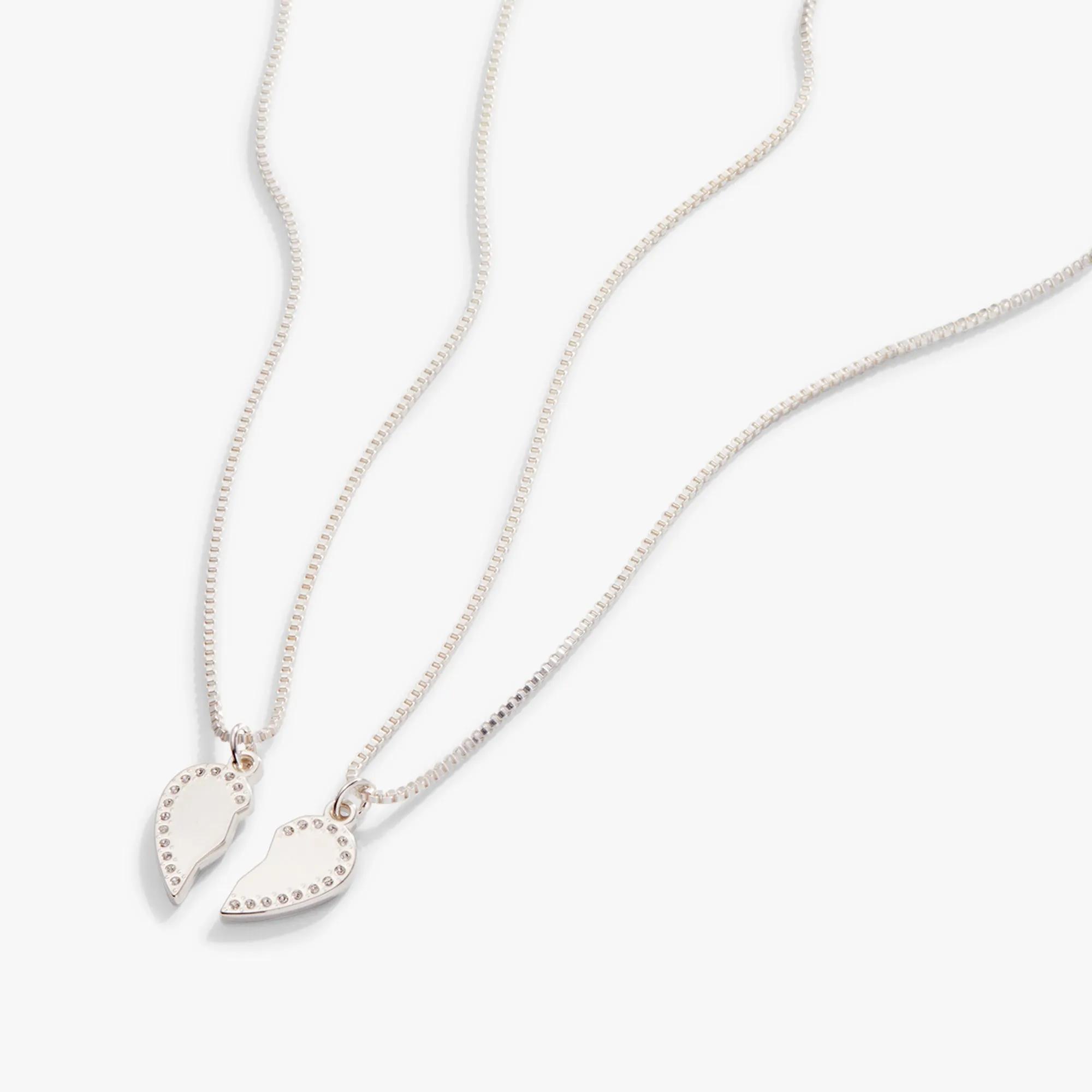 Pav Heart Best Friend Necklaces, Set of 2