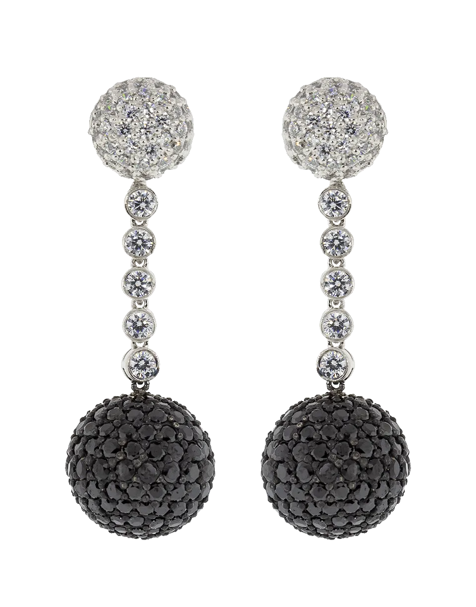 Pave Ball Drop Clip Earrings