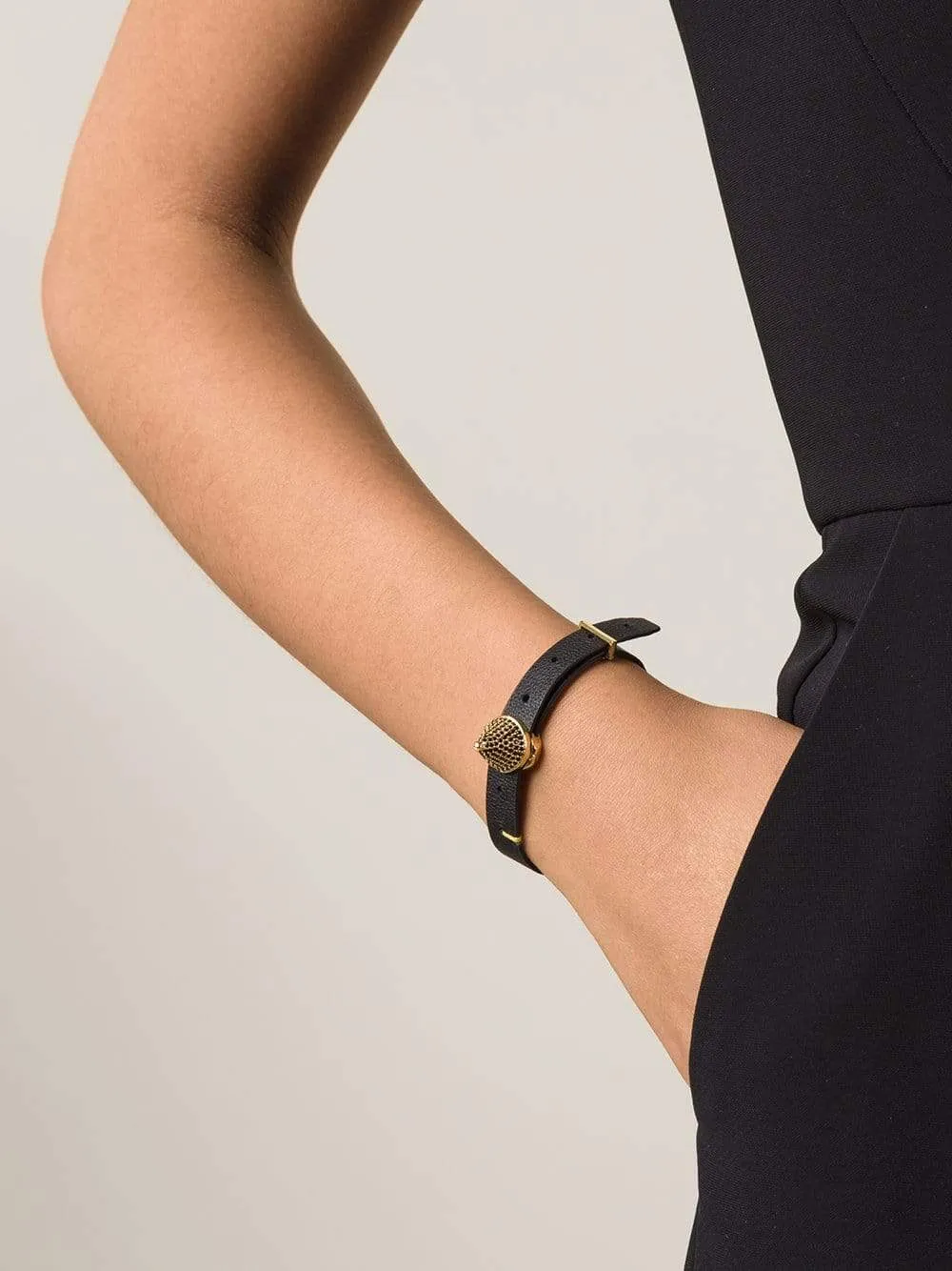 Pave Cone Leather Bracelet