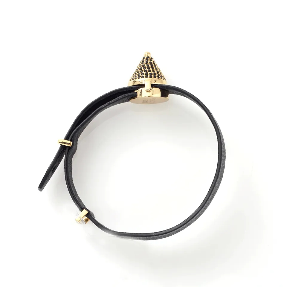 Pave Cone Leather Bracelet