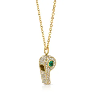 PAVE DIAMOND BABY WHISTLE WITH ROUND COLOMBIAN EMERALD Anita Ko