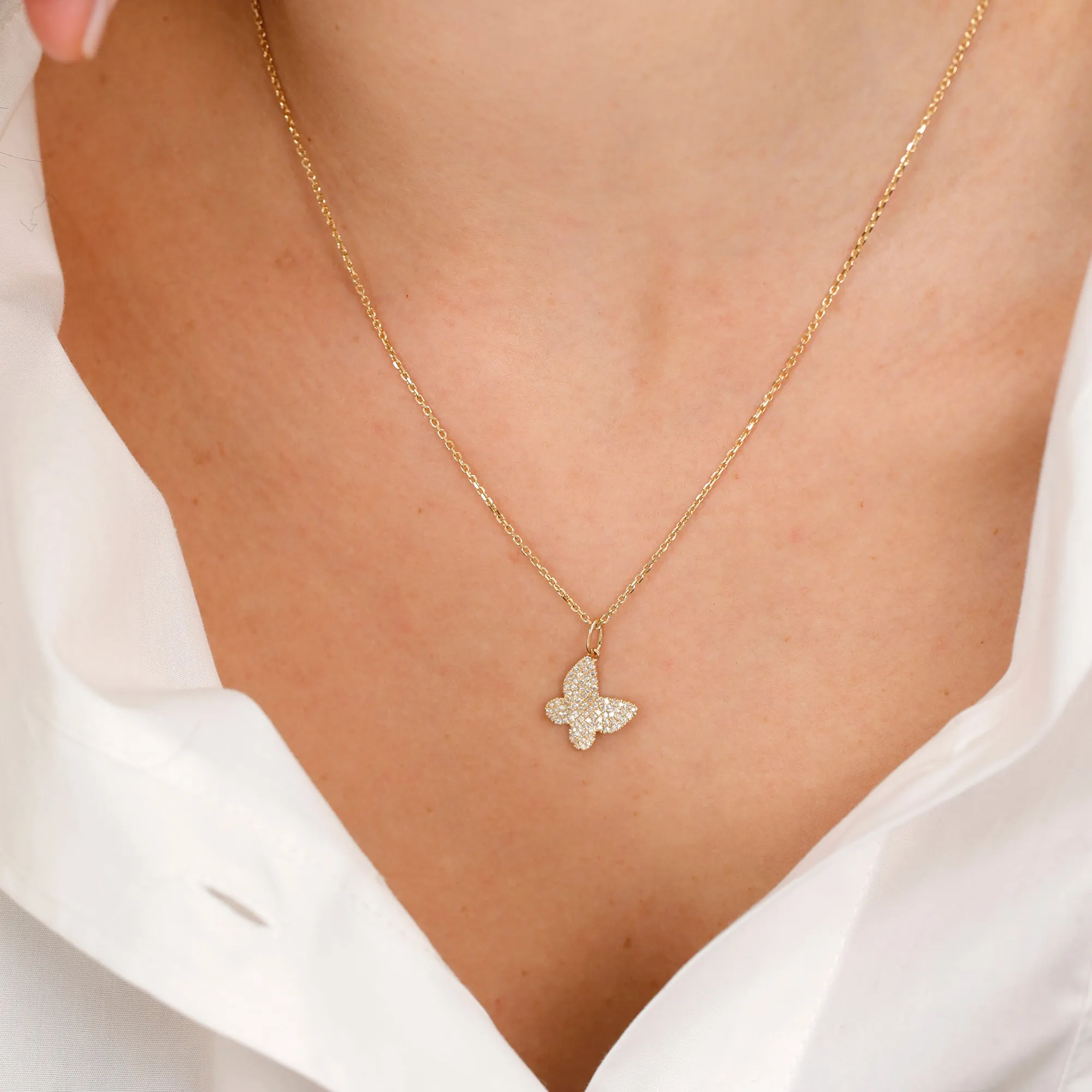 Pave Diamond Butterfly Necklace Charm, Thekla SARAHELISE