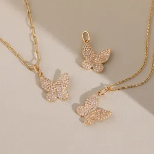 Pave Diamond Butterfly Necklace Charm, Thekla SARAHELISE