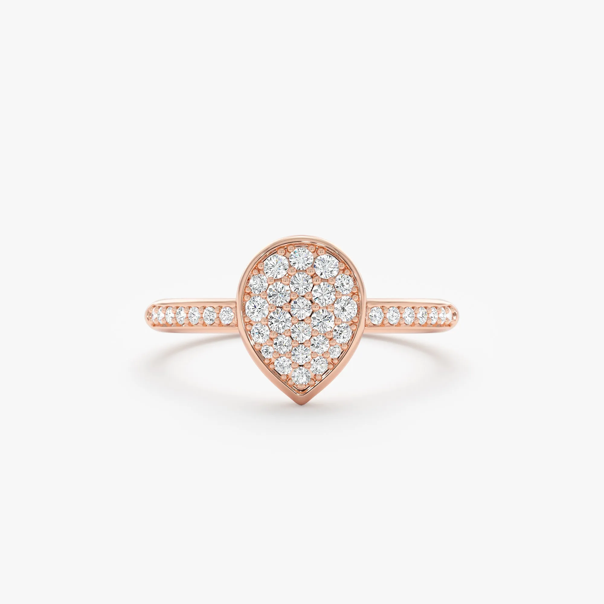 Pave Diamond Pear Engagement Ring, Lydia SARAHELISE