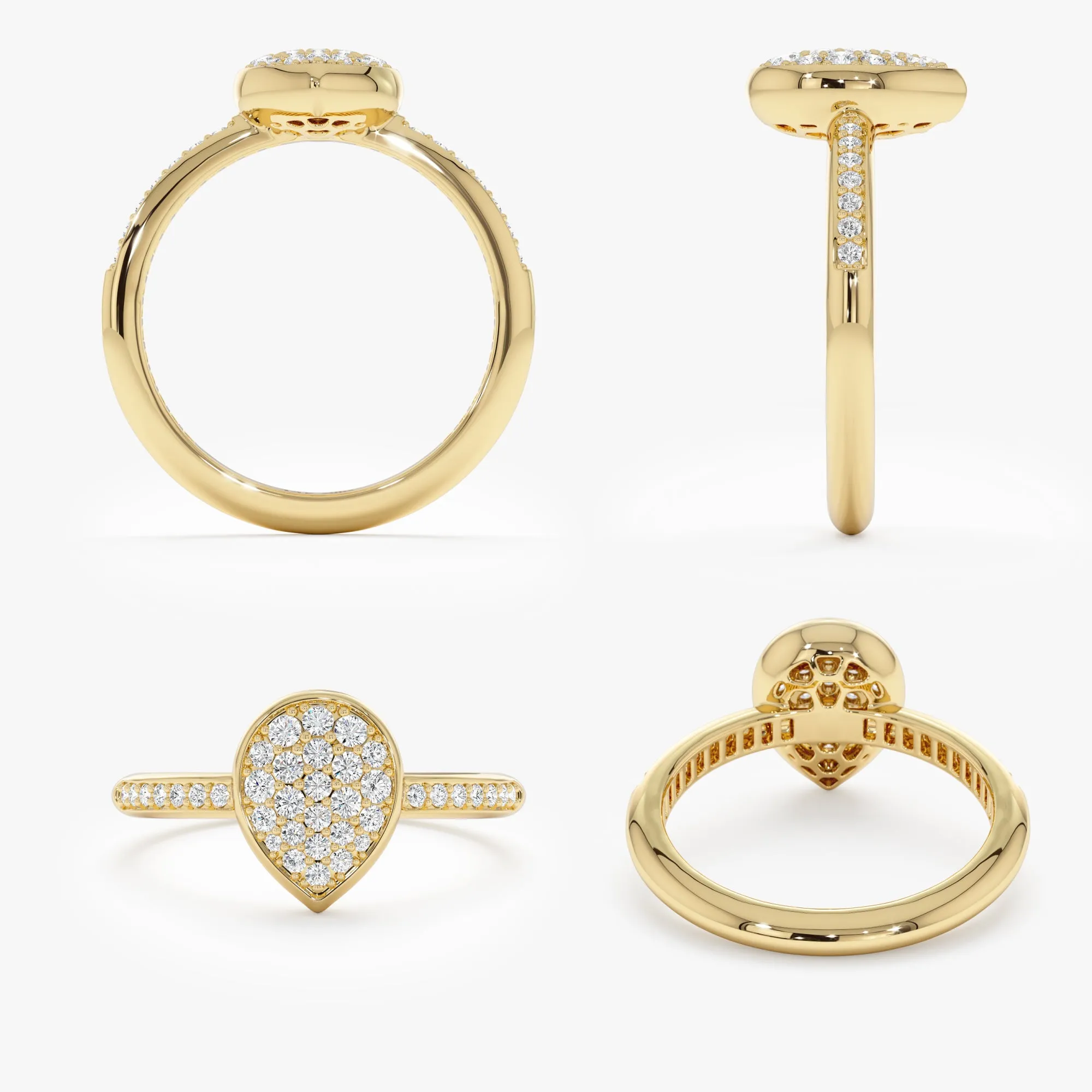 Pave Diamond Pear Engagement Ring, Lydia SARAHELISE