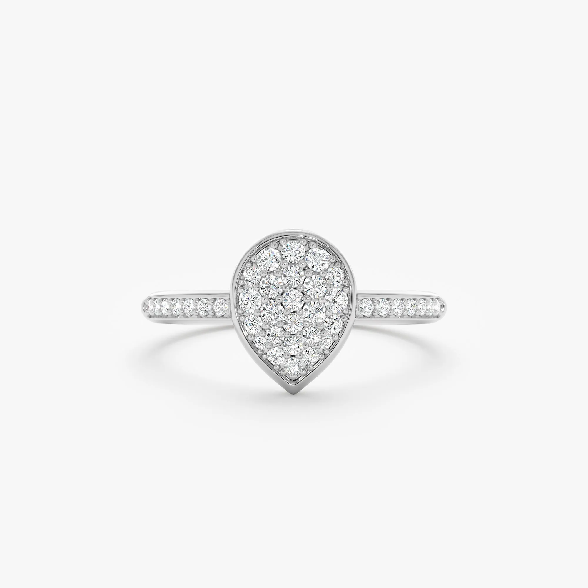Pave Diamond Pear Engagement Ring, Lydia SARAHELISE