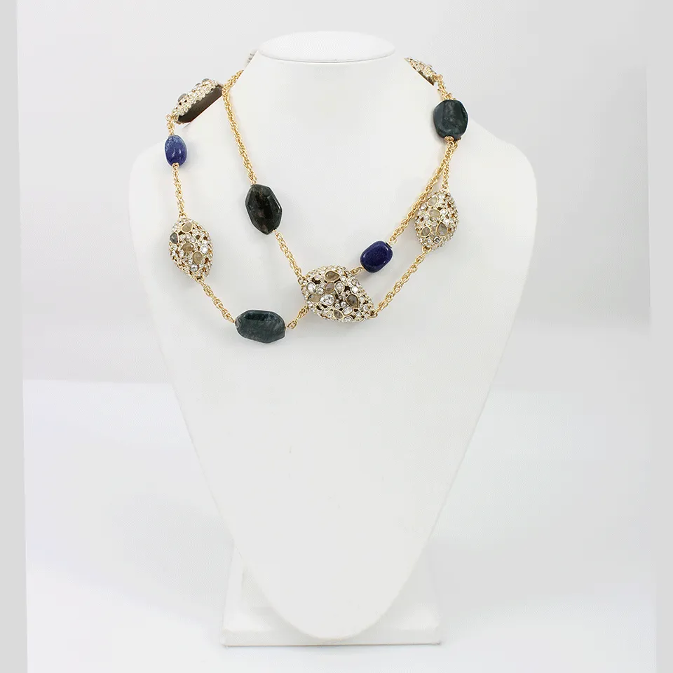 Pave Moss Agate Double Necklace