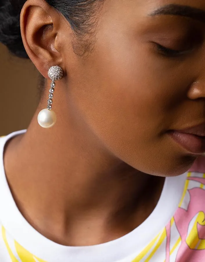 Pearl Ball Drop Clip Earrings