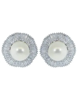 Pearl Center Stud Earrings