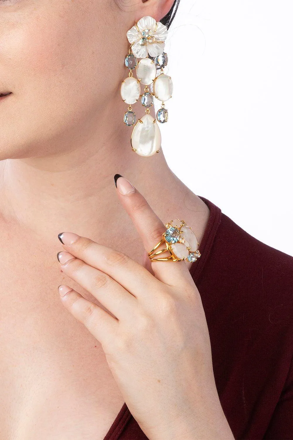 Pearl Quartz Cascade Earrings