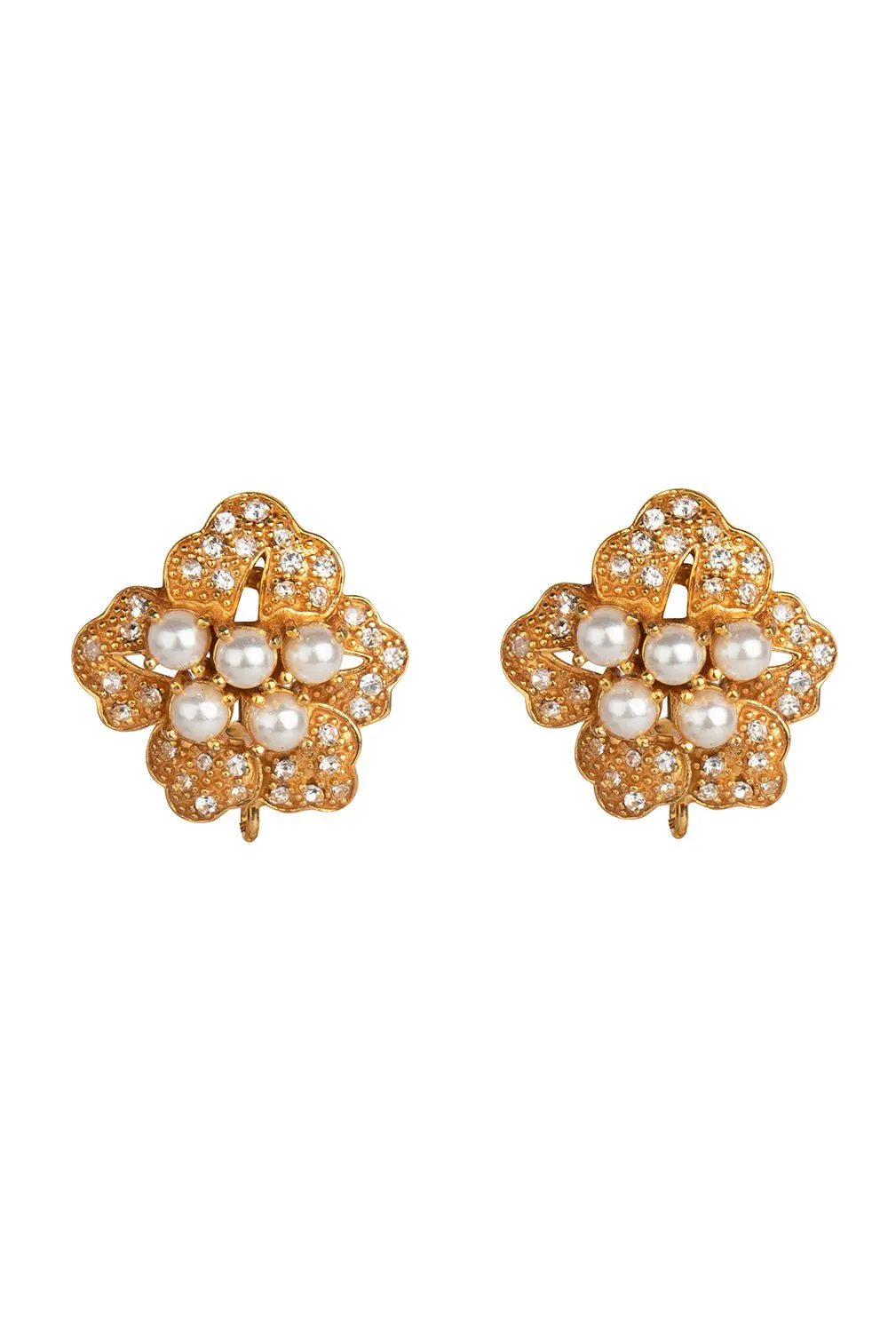 Pearl Topaz Flower Earrings