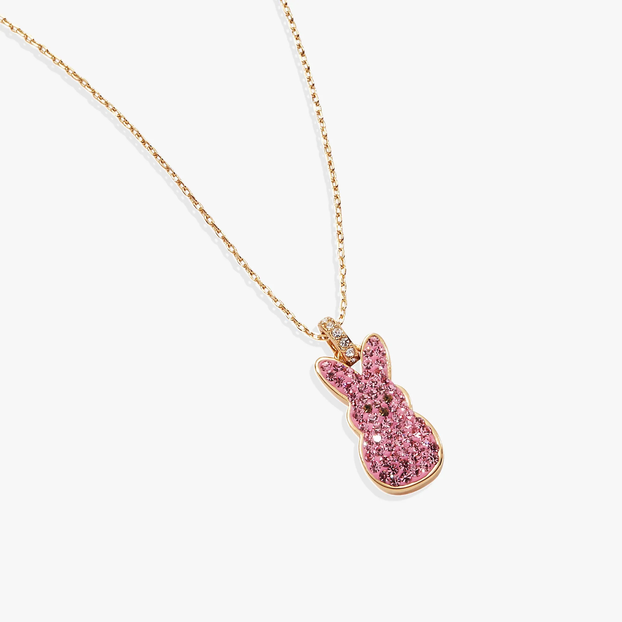 PEEPS Pink Crystal Bunny Pendant Necklace