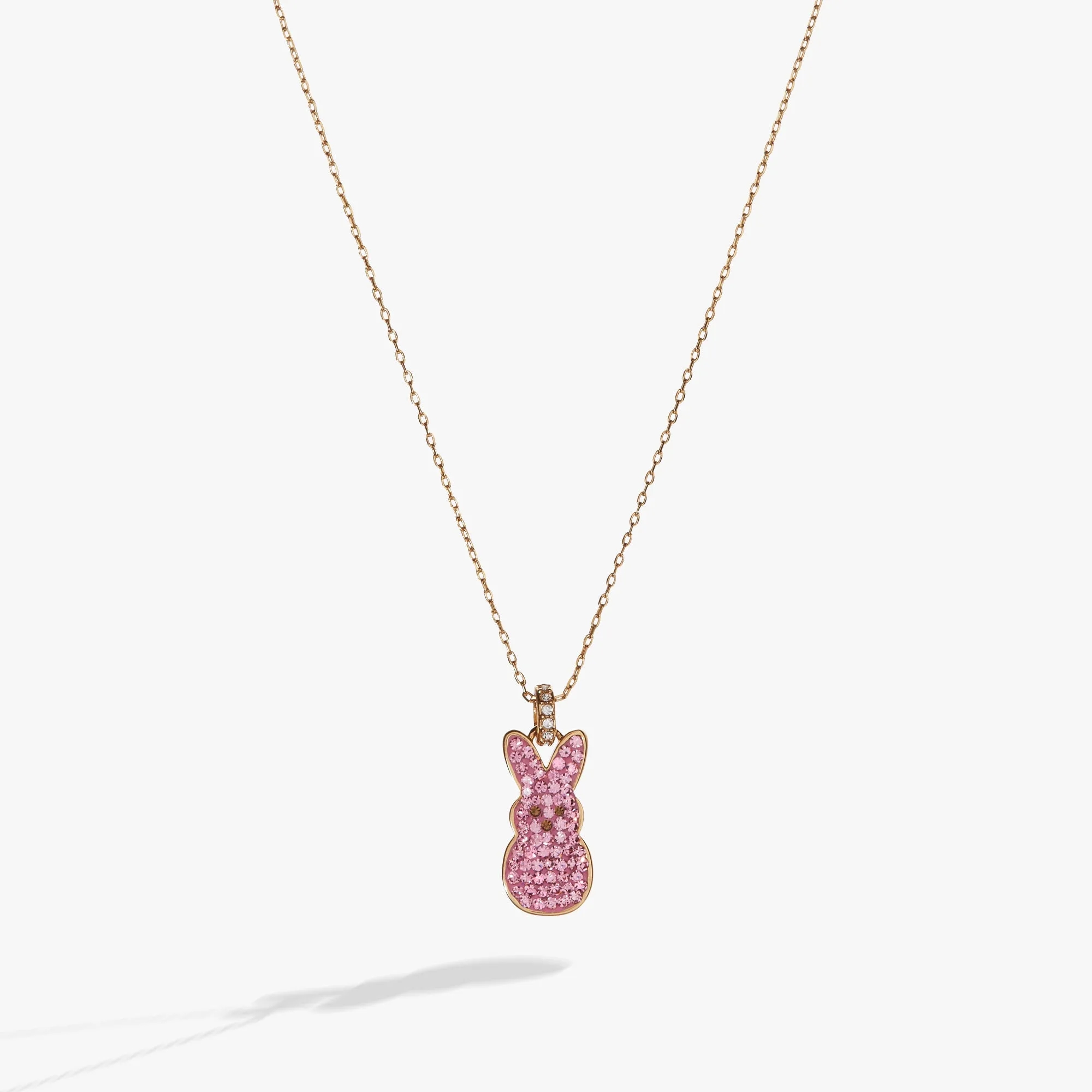 PEEPS Pink Crystal Bunny Pendant Necklace