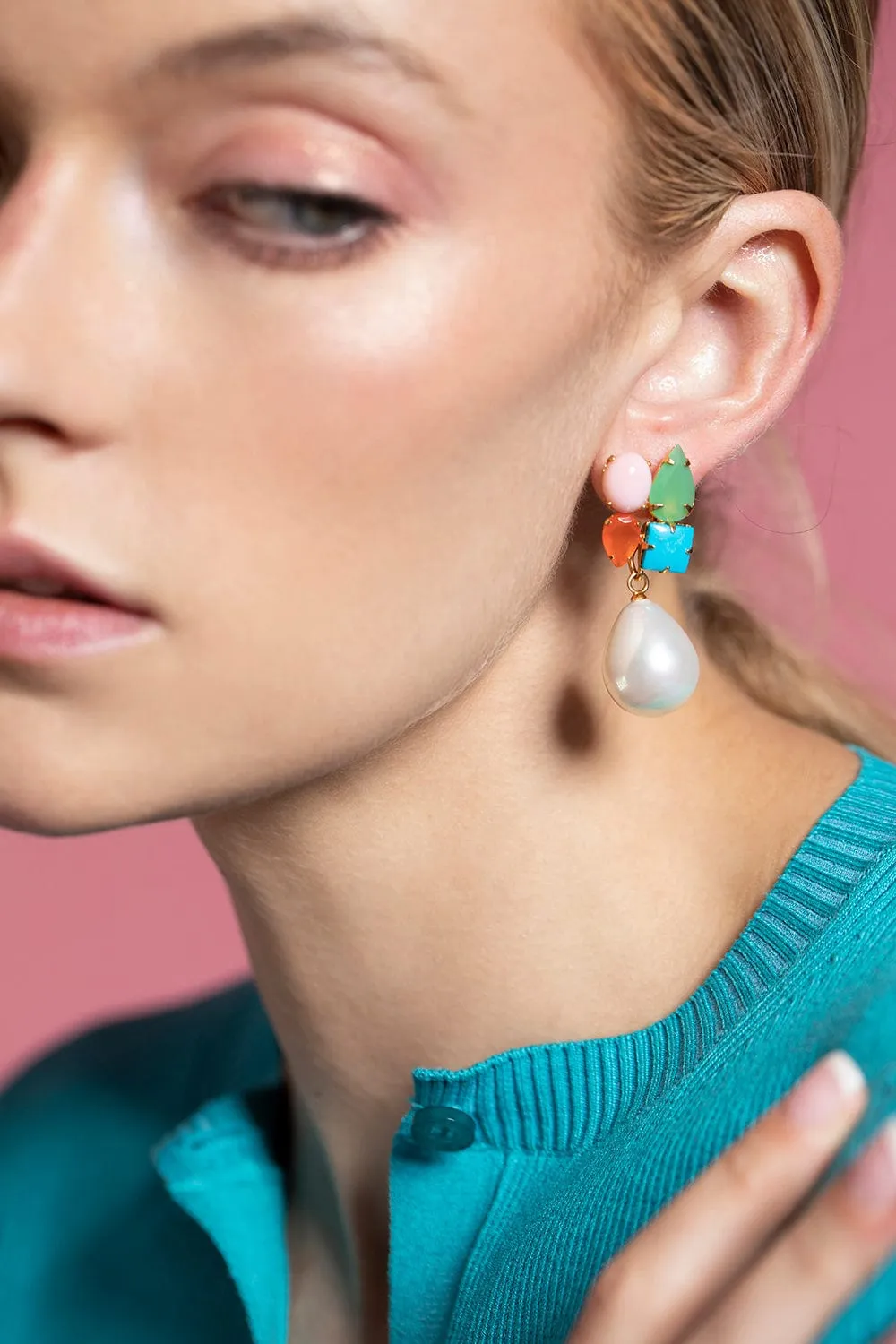 Pink Opal Set Earrings