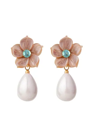 Pink Pearl Seashell Drop Earrings