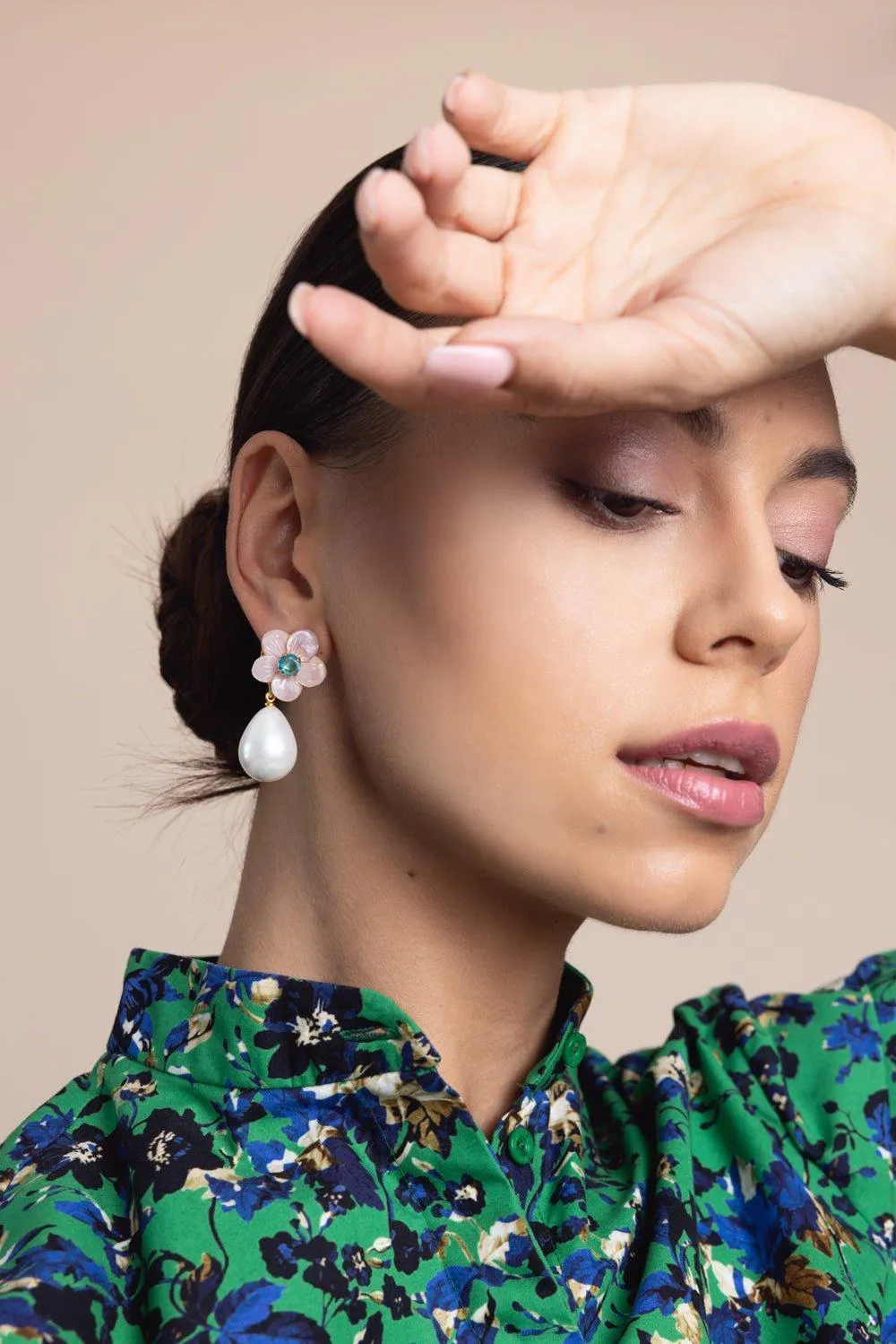 Pink Pearl Seashell Drop Earrings