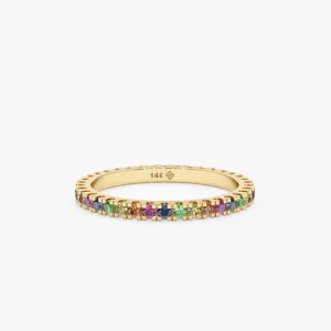 Prong Rainbow Sapphire Eternity Ring, Saoirse SARAHELISE