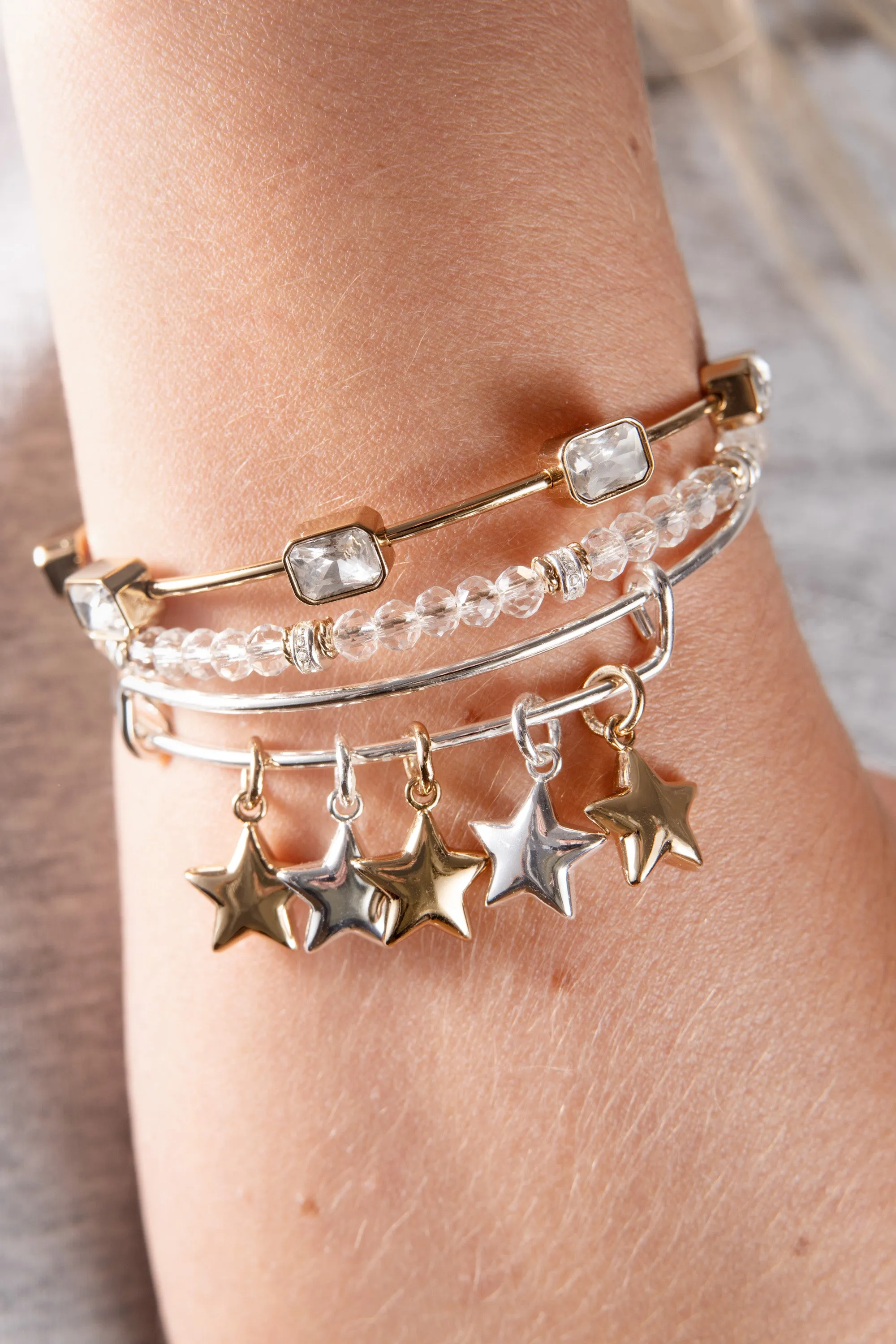 Puffy Star Multi-Charm Bangle