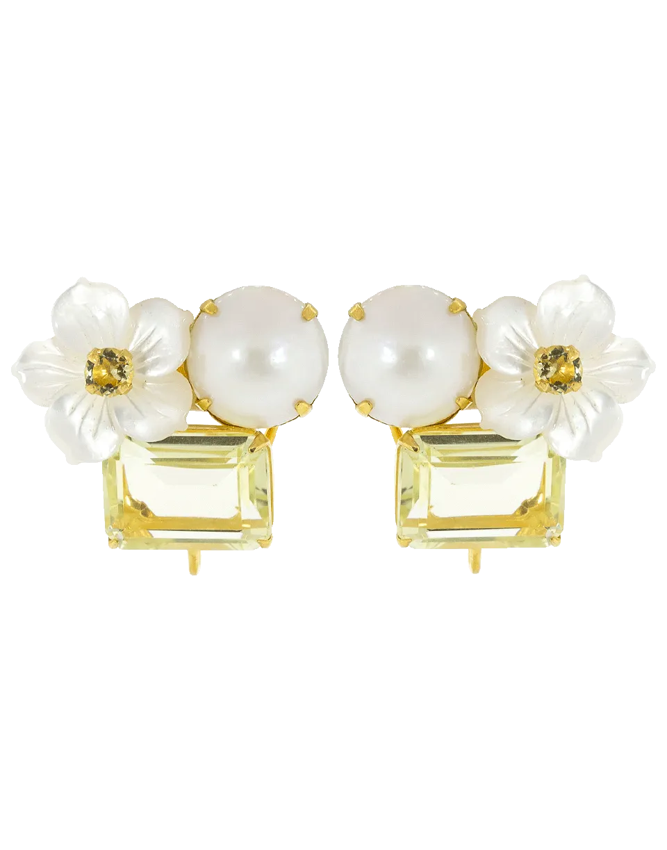 Quartz And Mother Of Pearl Earrings