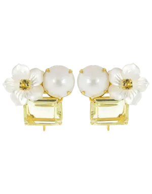 Quartz And Mother Of Pearl Earrings