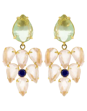 Quartz, Lapis And Flourite Earings