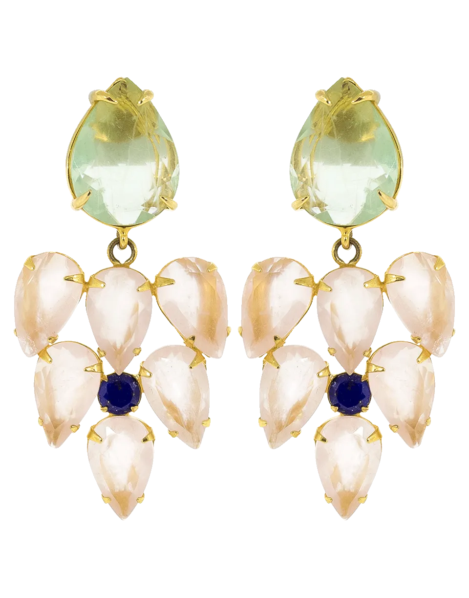 Quartz, Lapis And Flourite Earings