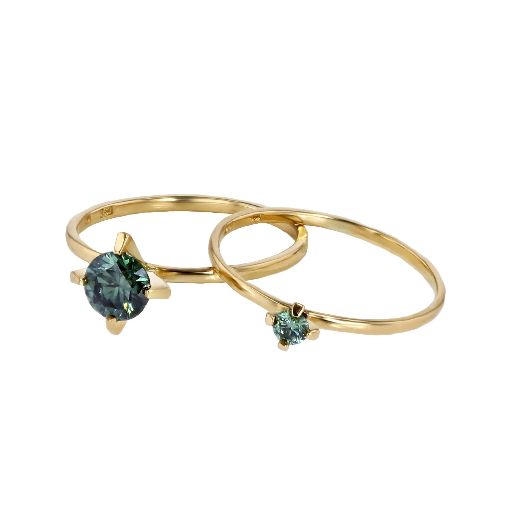 ReMind Solitaire 18K Gold Ring w. Green Lab-Grown Diamond