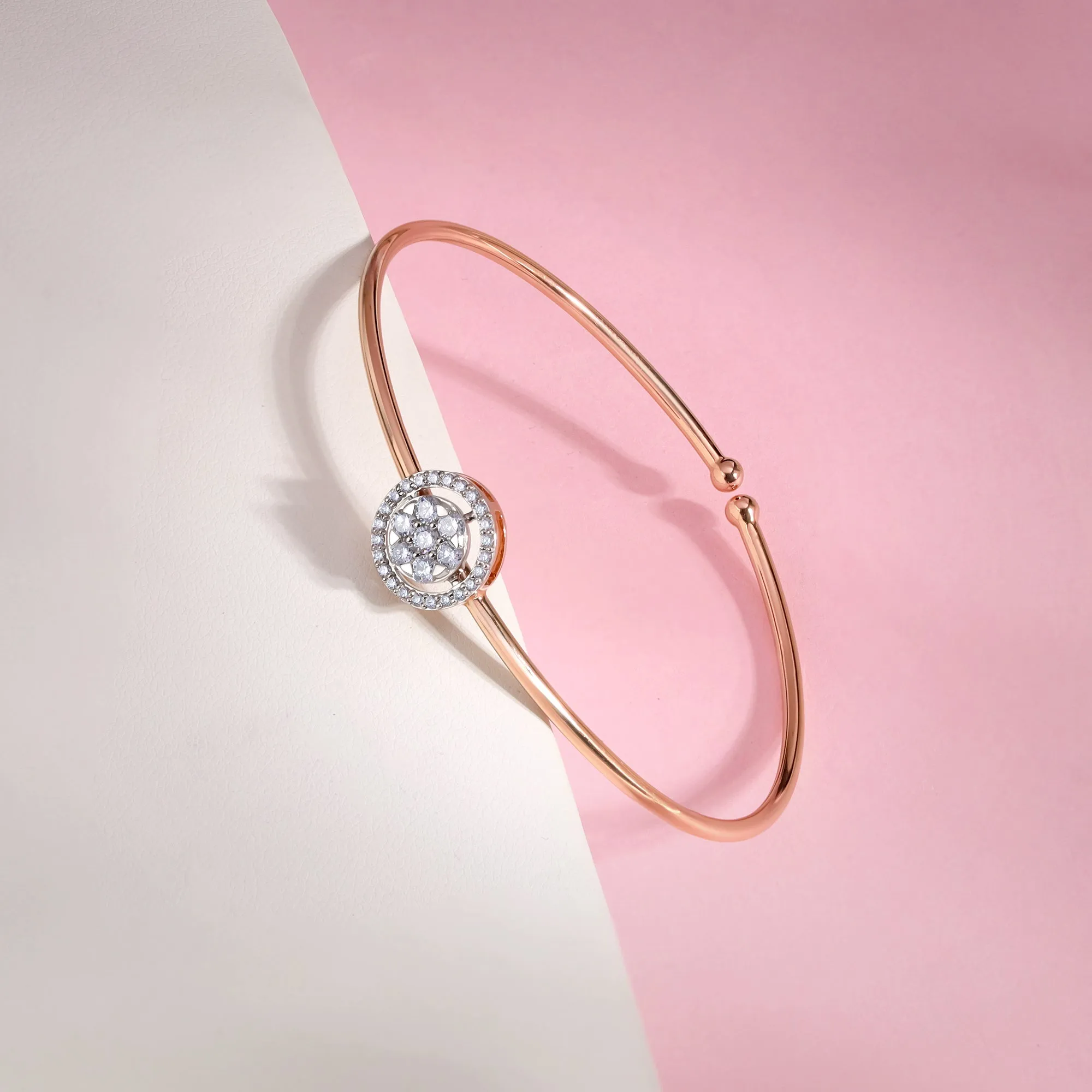 Rose Gold Aster Halo Diamond Bangle Giva