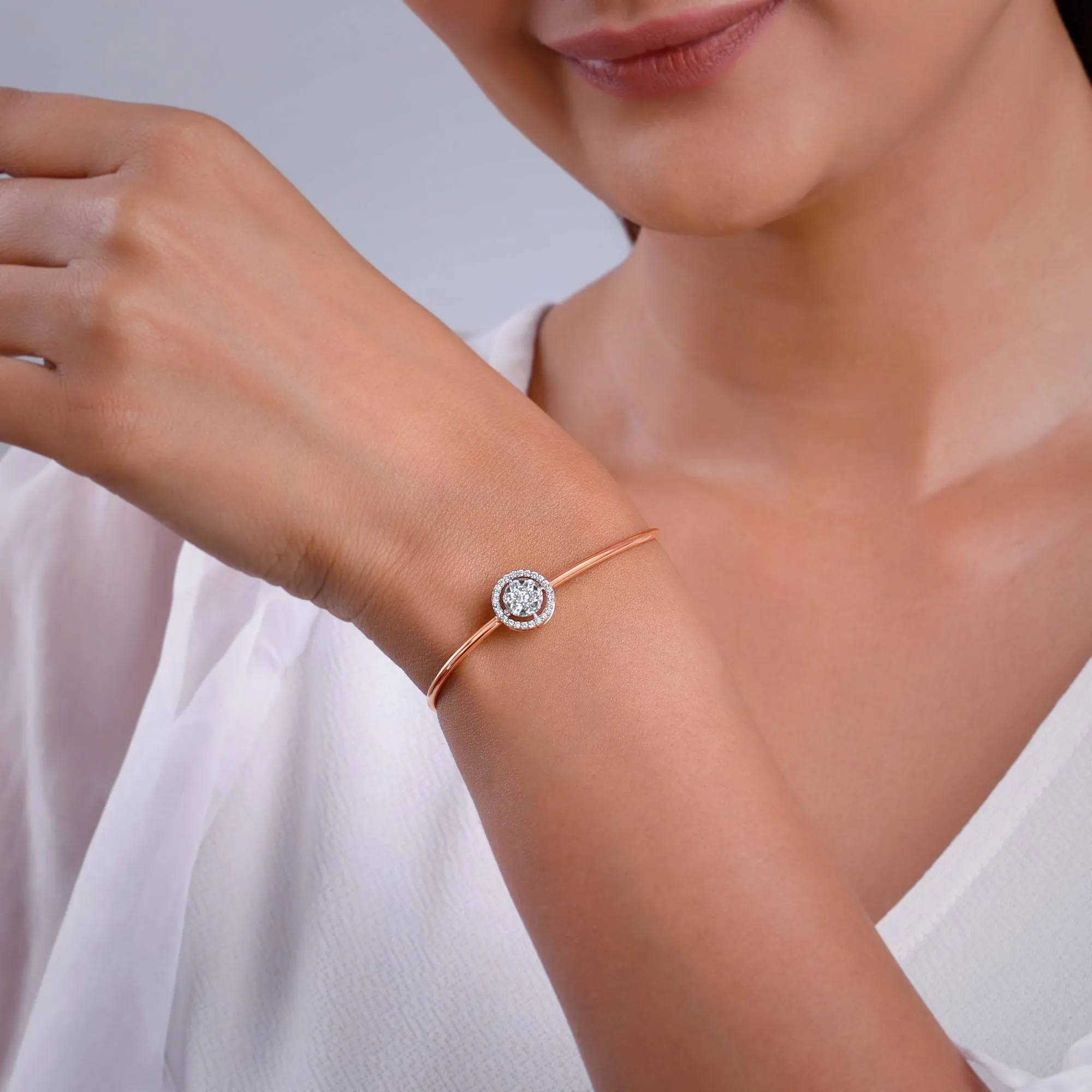 Rose Gold Aster Halo Diamond Bangle Giva