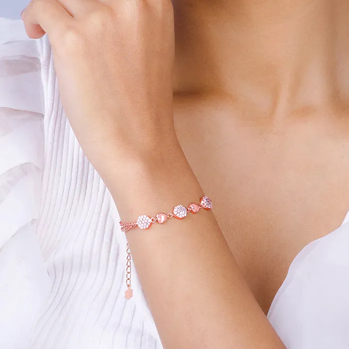 Rose Gold Dazzling Hearts Bracelet Giva