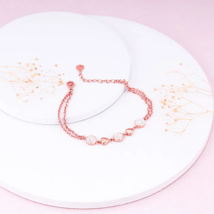 Rose Gold Dazzling Hearts Bracelet Giva