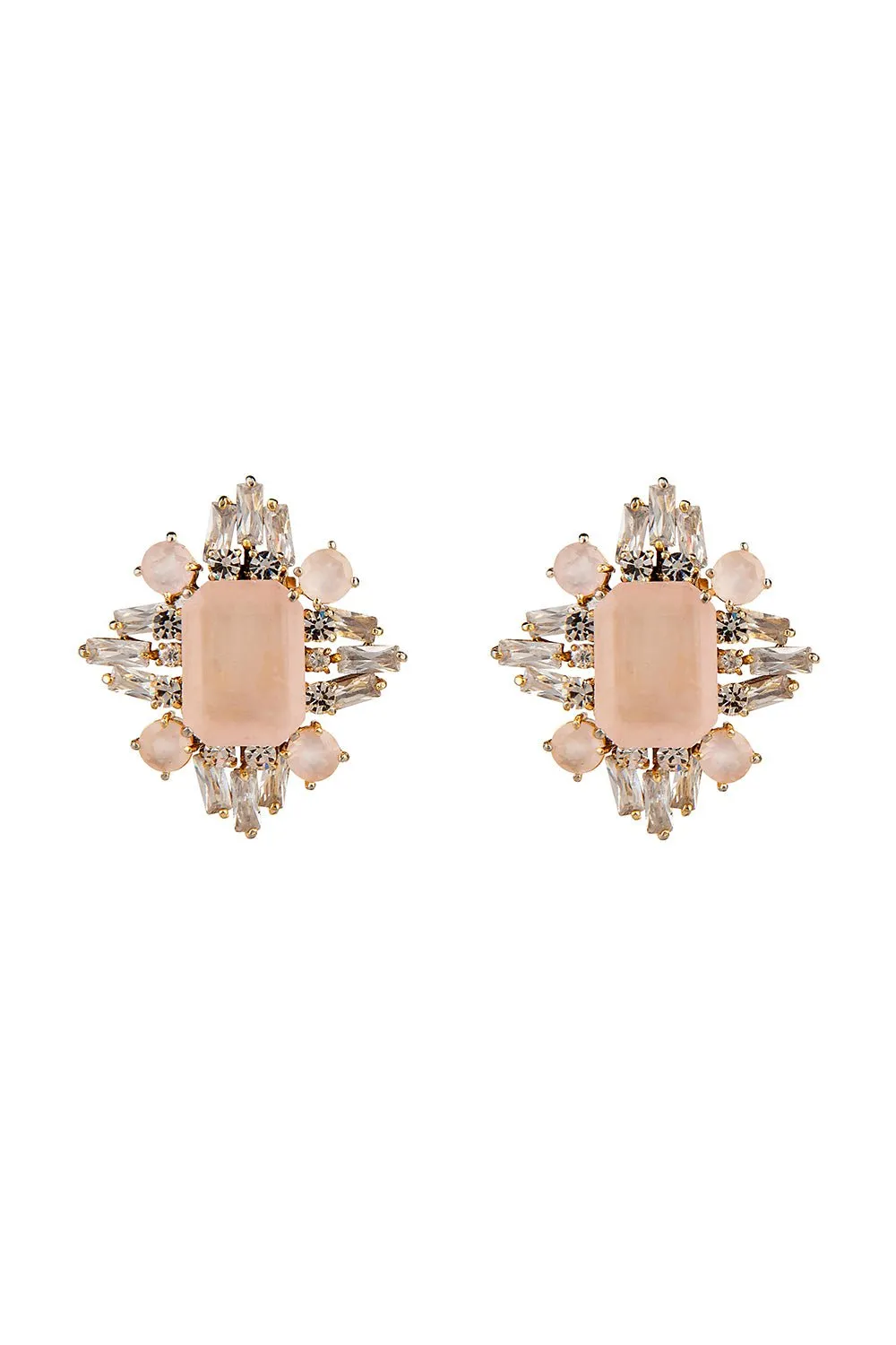 Rose Quartz Baguette Earrings