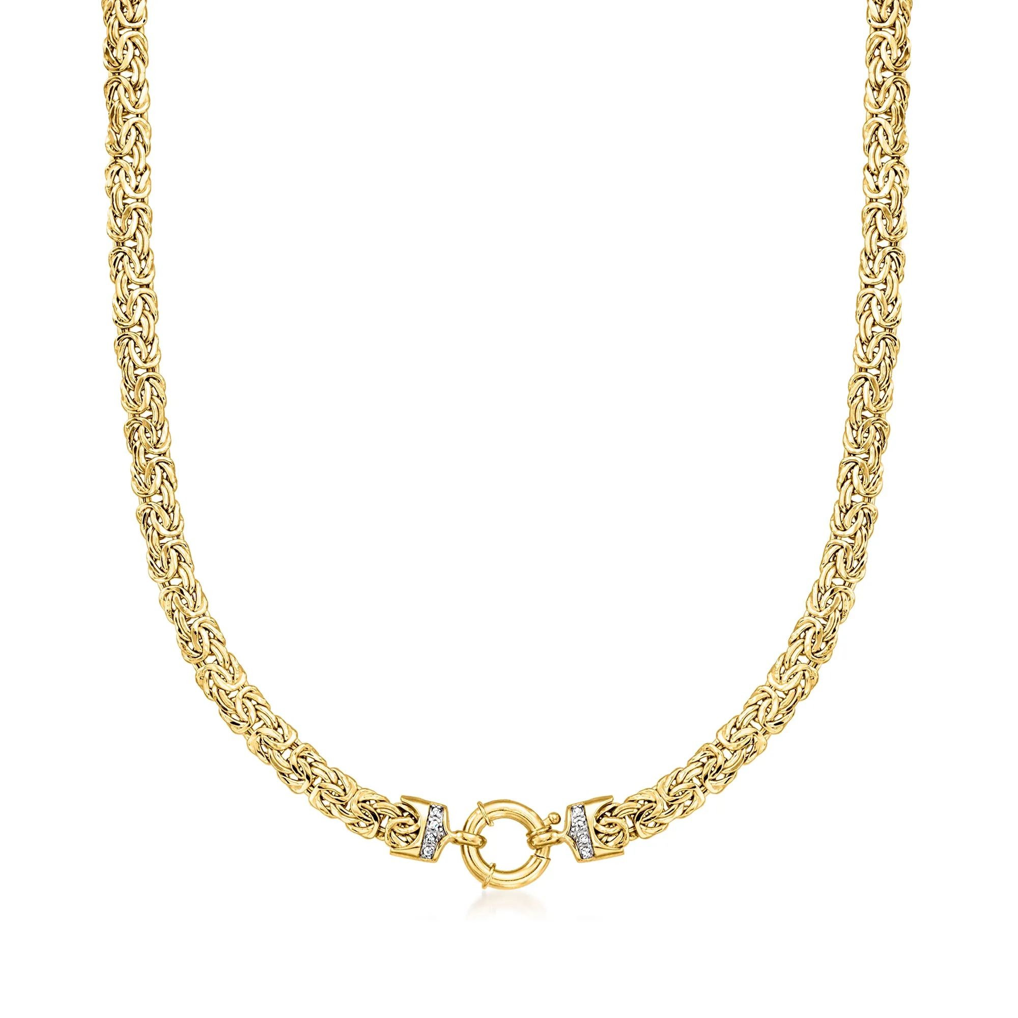 Ross-Simons 14kt Yellow Gold Byzantine Necklace With Diamond Accents