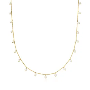 Ross-Simons 2.5-3mm Cultured Pearl Necklace in 14kt Yellow Gold