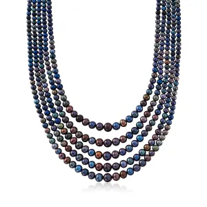 Ross-Simons 4-8.5mm Black Cultured Pearl 5-Strand Necklace in Sterling Silver