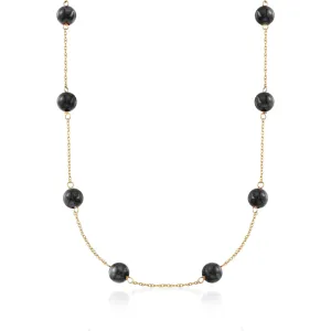 Ross-Simons 8mm Black Onyx Bead Station Necklace in 14kt Yellow Gold