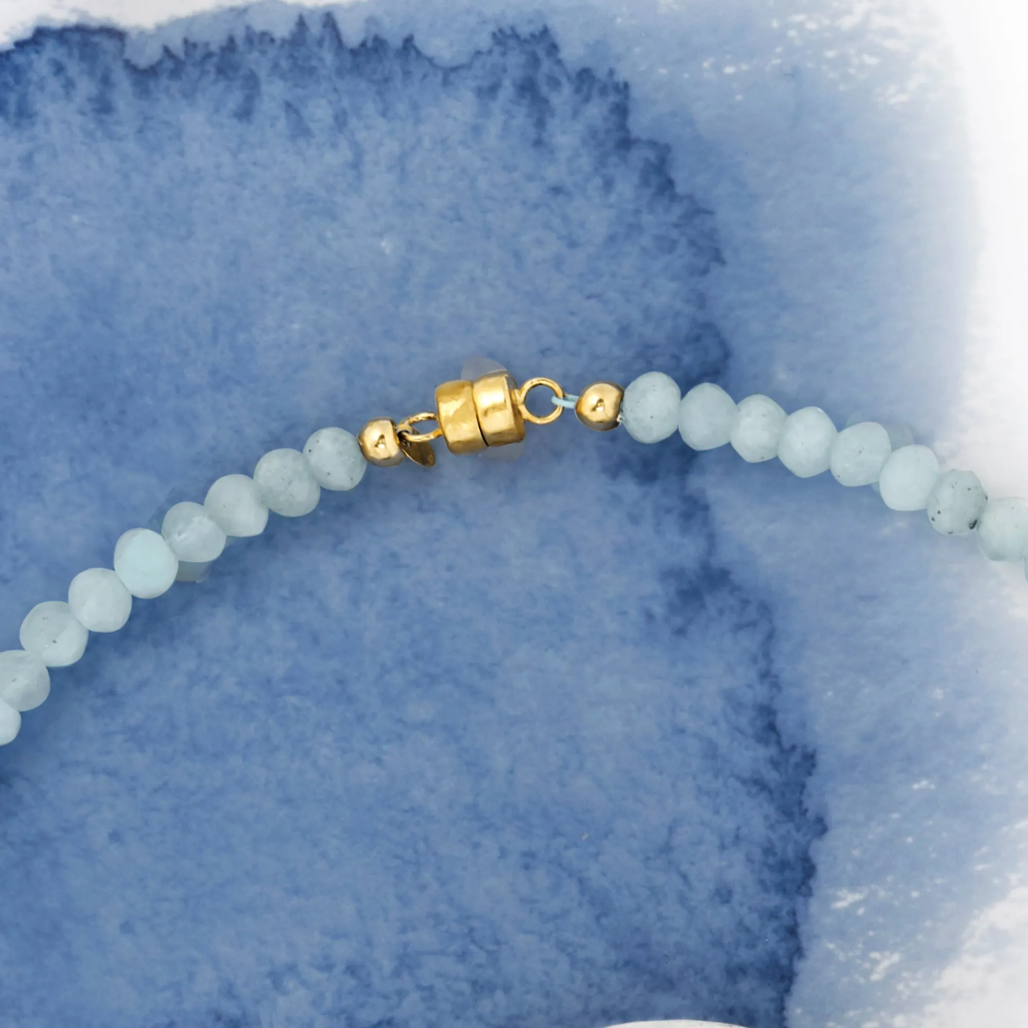 Ross-Simons Aquamarine Bead Necklace in 14kt Yellow Gold With Magnetic Clasp