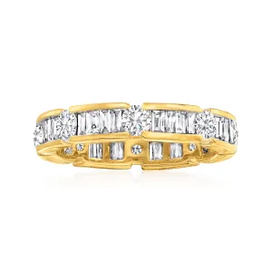 Ross-Simons Baguette and Round Diamond Eternity Band in 14kt Yellow Gold