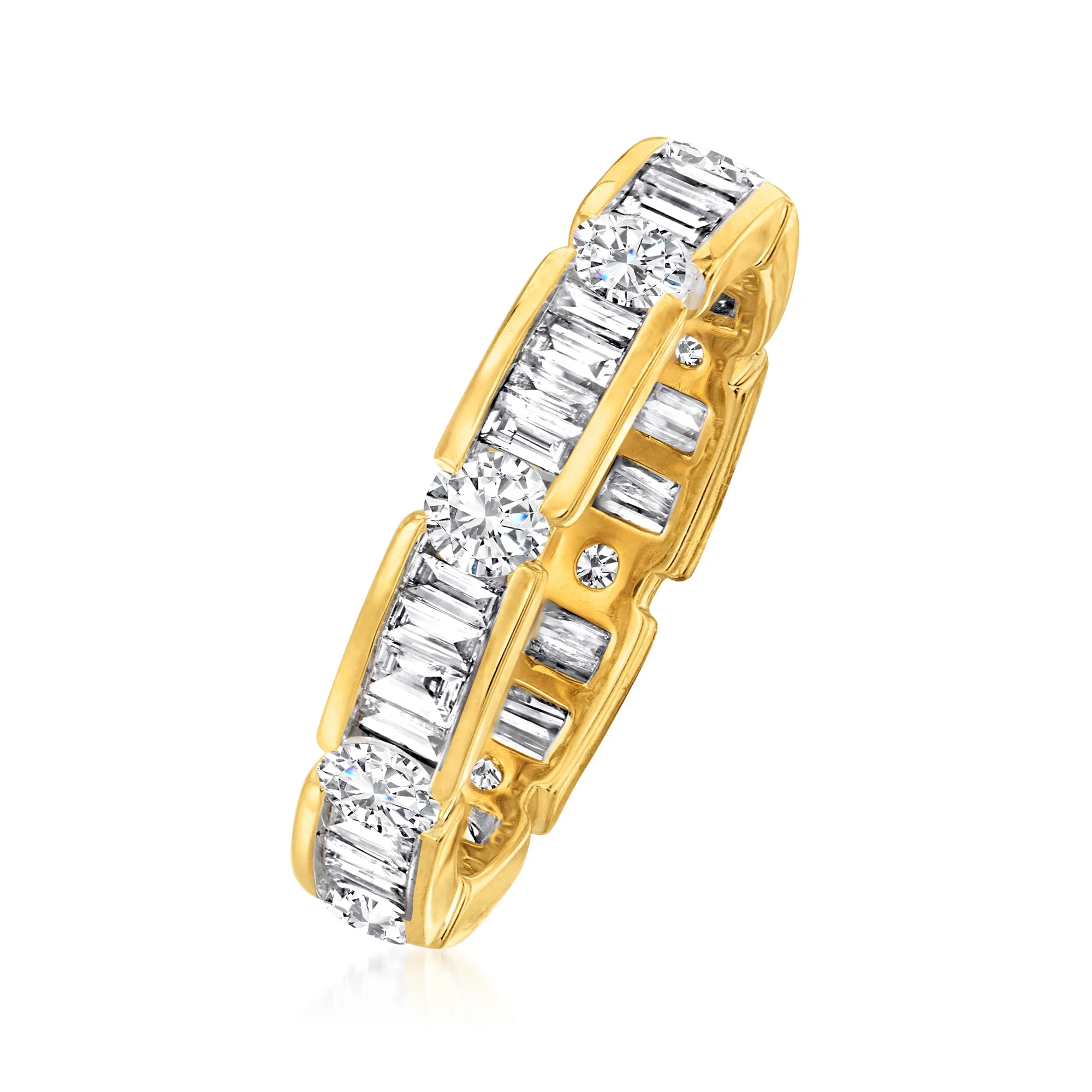 Ross-Simons Baguette and Round Diamond Eternity Band in 14kt Yellow Gold