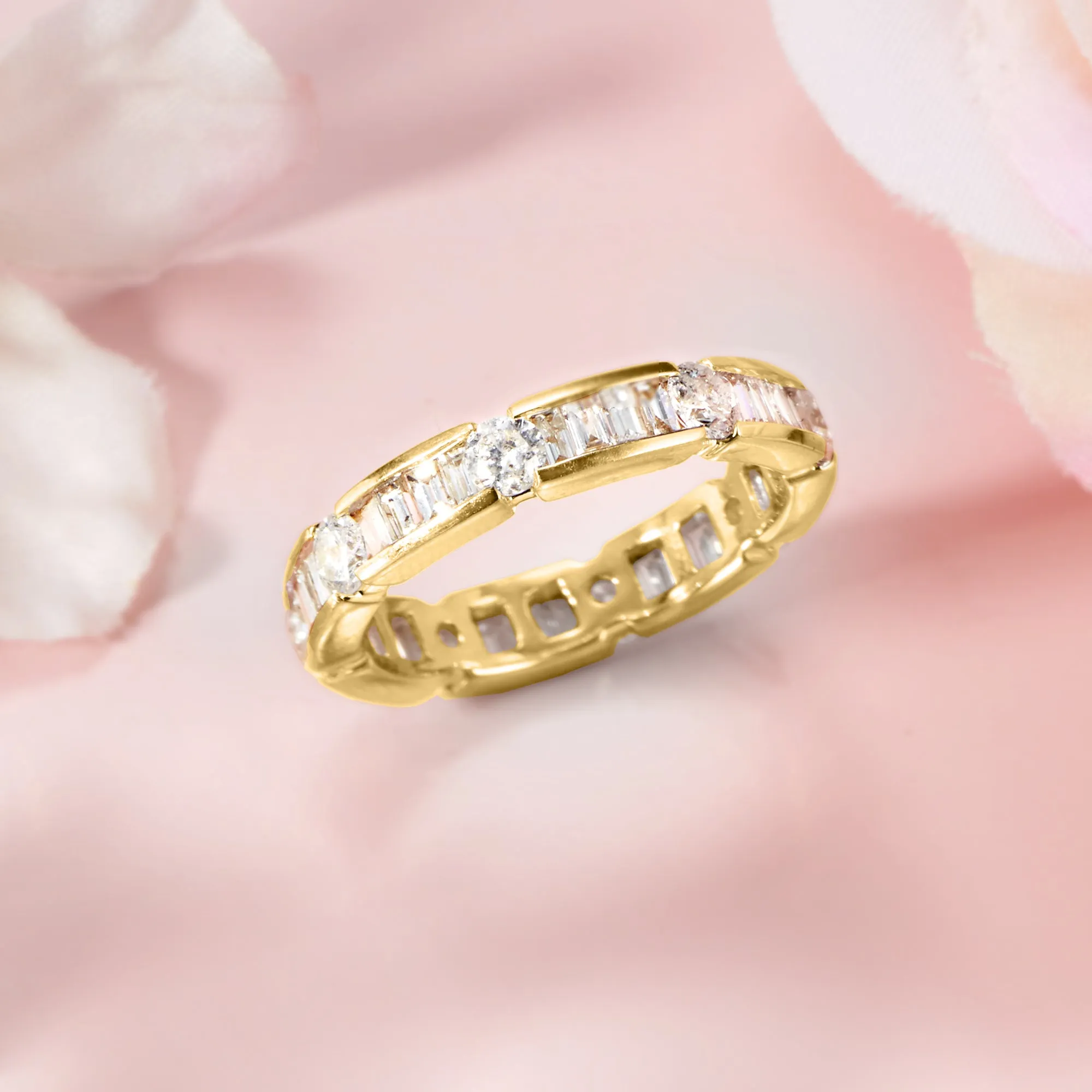 Ross-Simons Baguette and Round Diamond Eternity Band in 14kt Yellow Gold