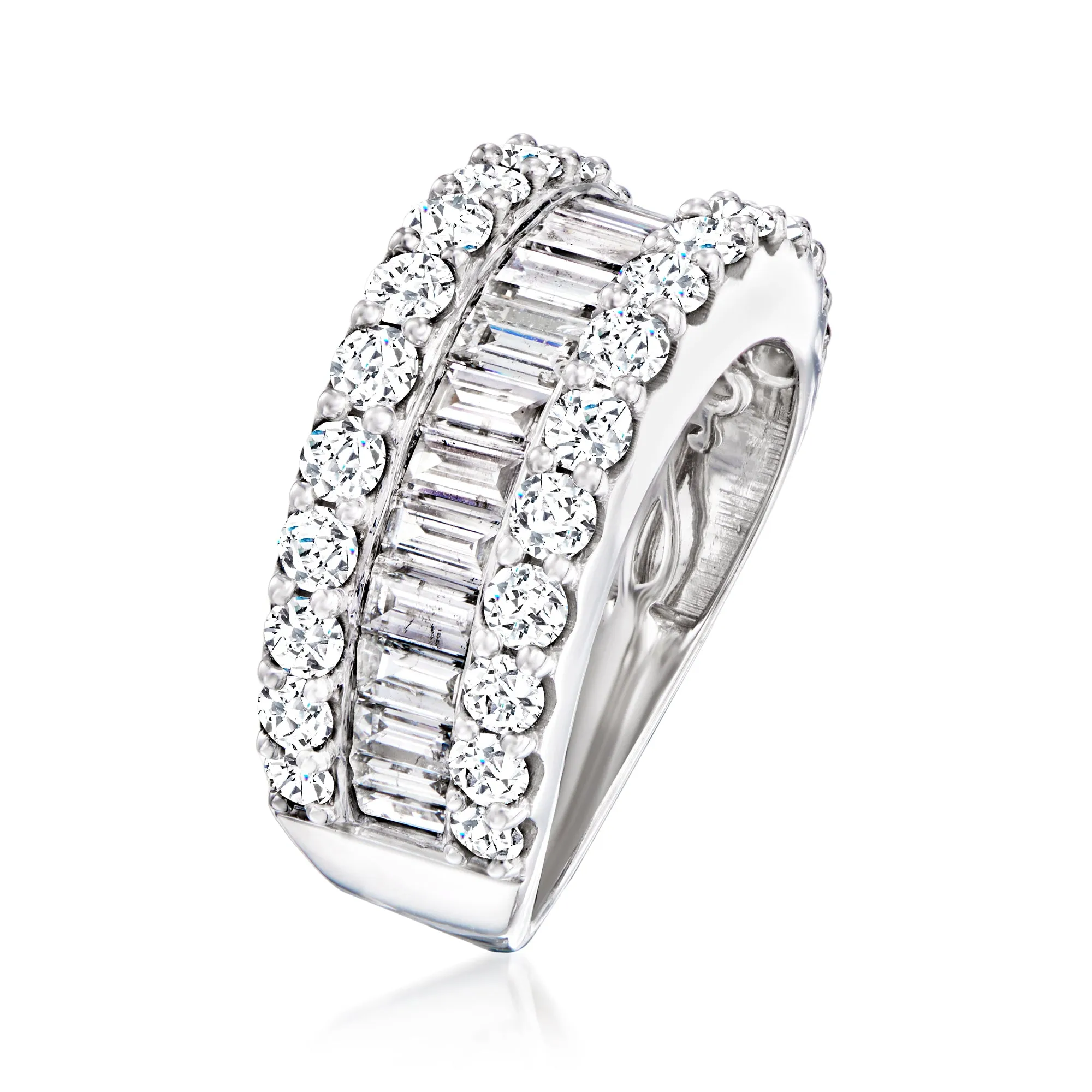 Ross-Simons Baguette and Round Diamond Ring in 14kt White Gold