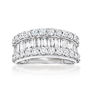 Ross-Simons Baguette and Round Diamond Ring in 14kt White Gold