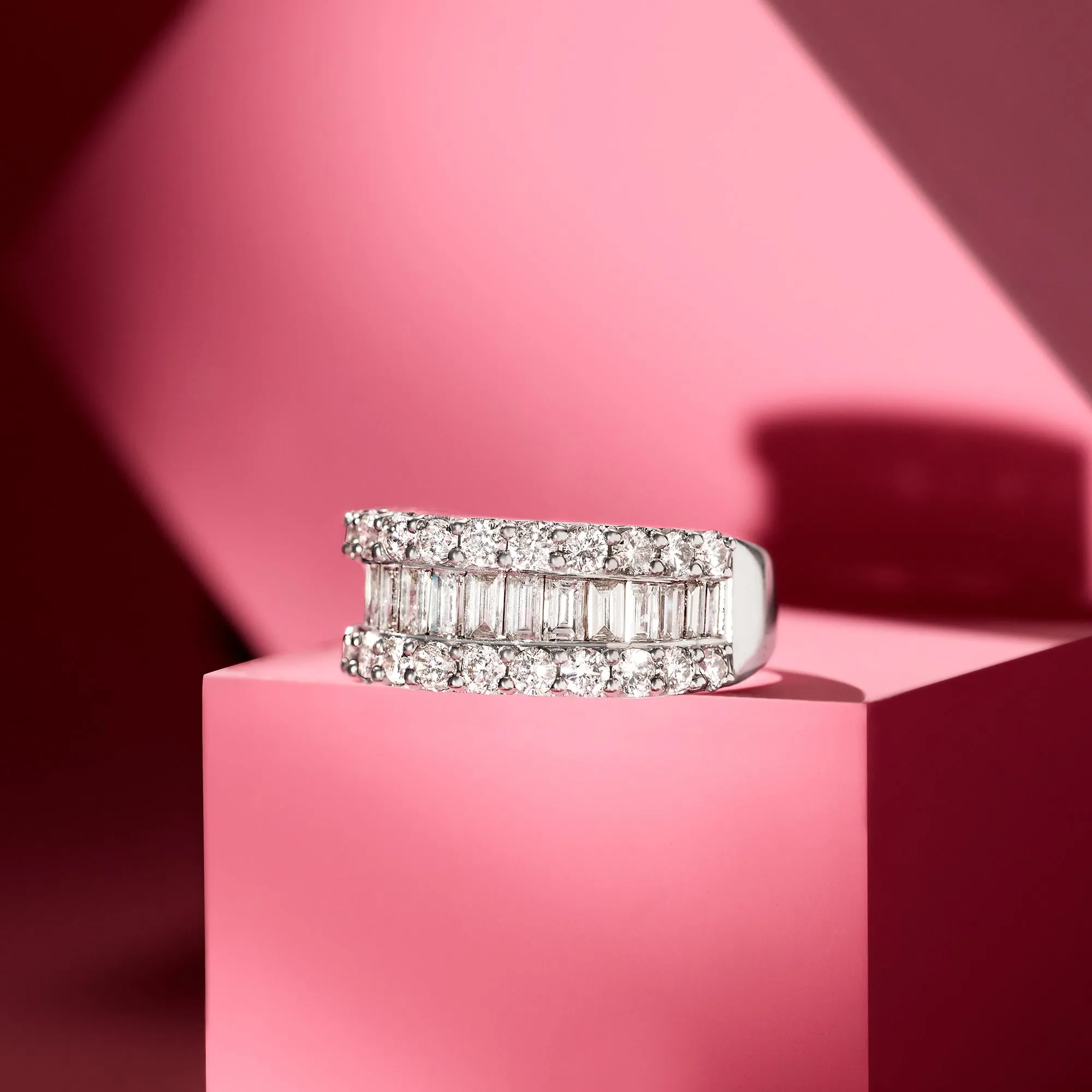 Ross-Simons Baguette and Round Diamond Ring in 14kt White Gold