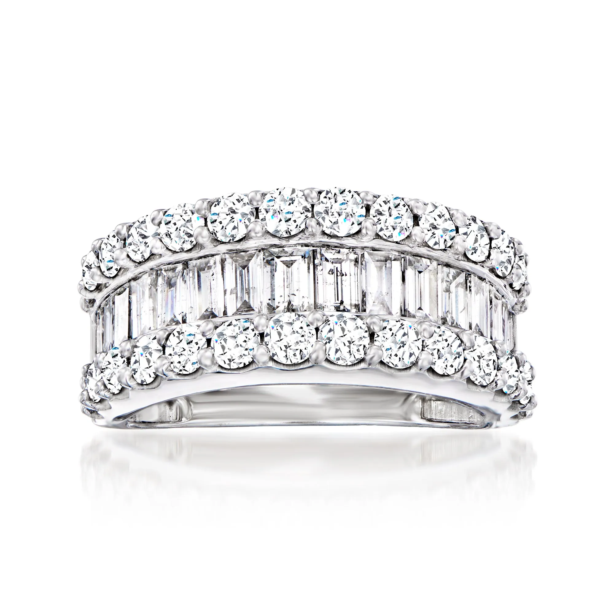 Ross-Simons Baguette and Round Diamond Ring in 14kt White Gold