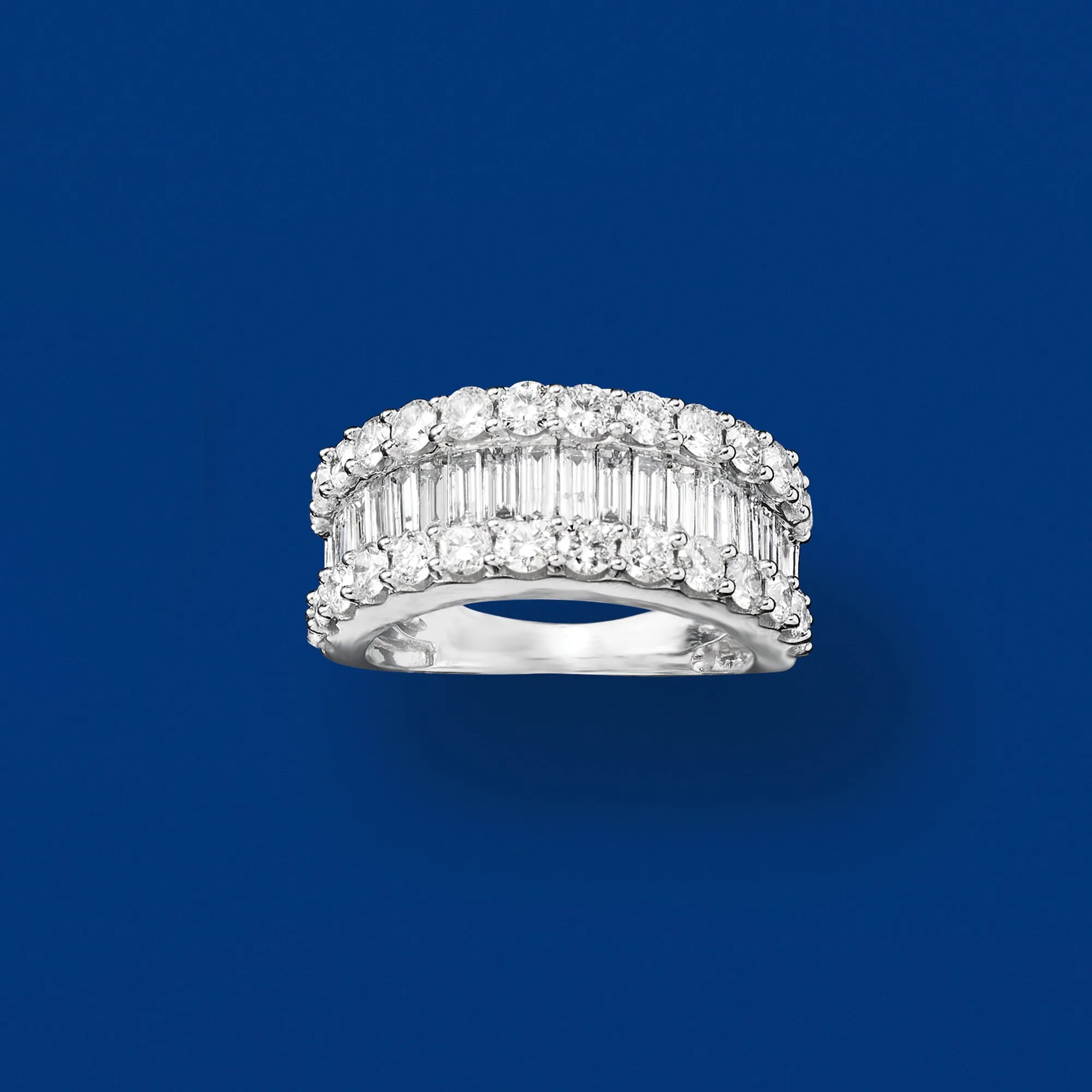Ross-Simons Baguette and Round Diamond Ring in 14kt White Gold