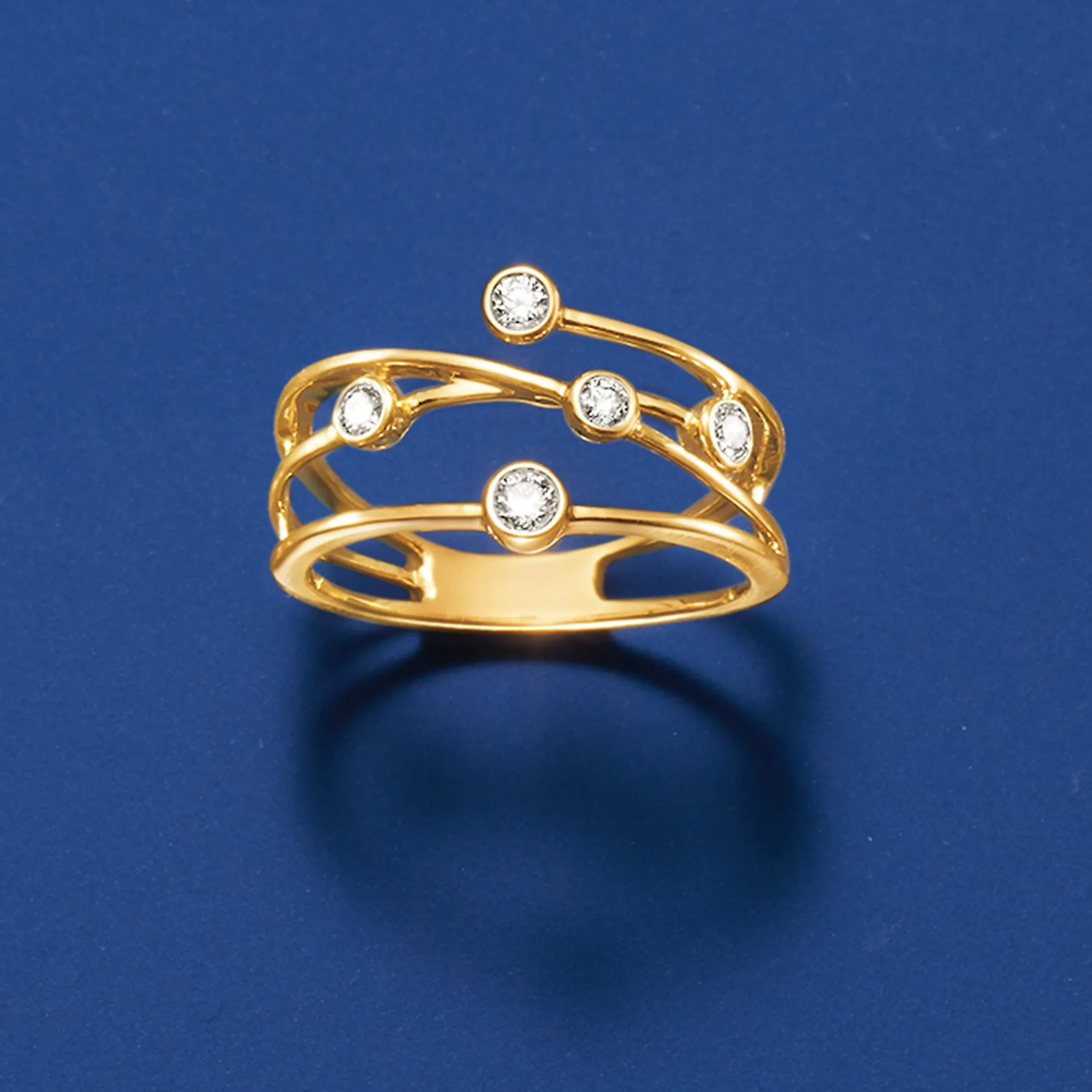 Ross-Simons Bezel-Set Diamond Crisscross Ring in 14kt Yellow Gold