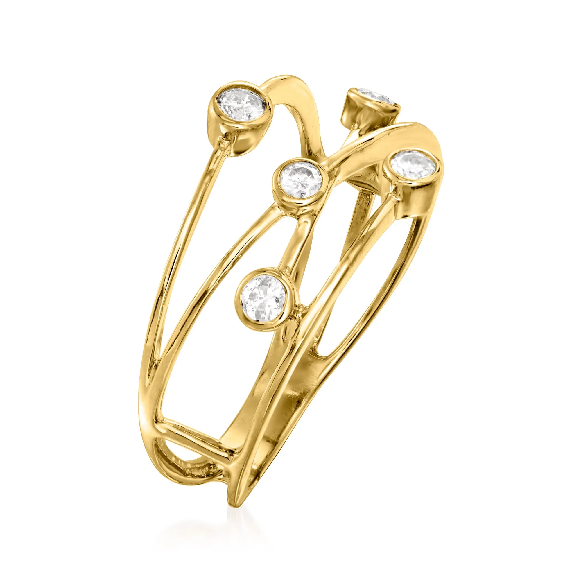 Ross-Simons Bezel-Set Diamond Crisscross Ring in 14kt Yellow Gold