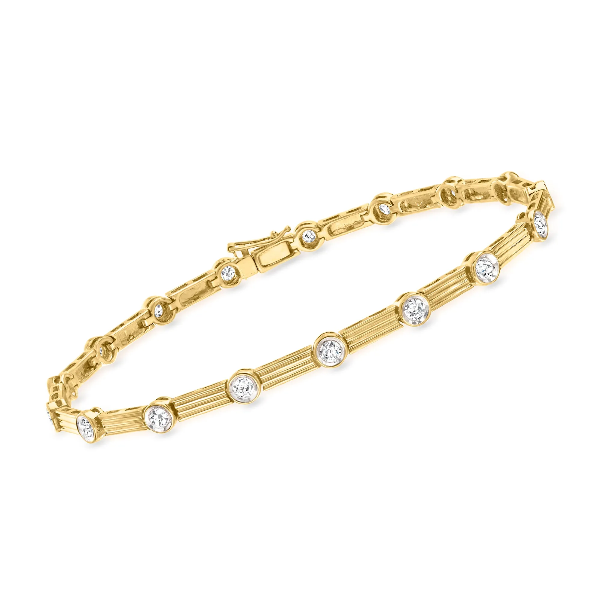 Ross-Simons Bezel-Set Diamond Linear Station Bracelet in 14kt Yellow Gold