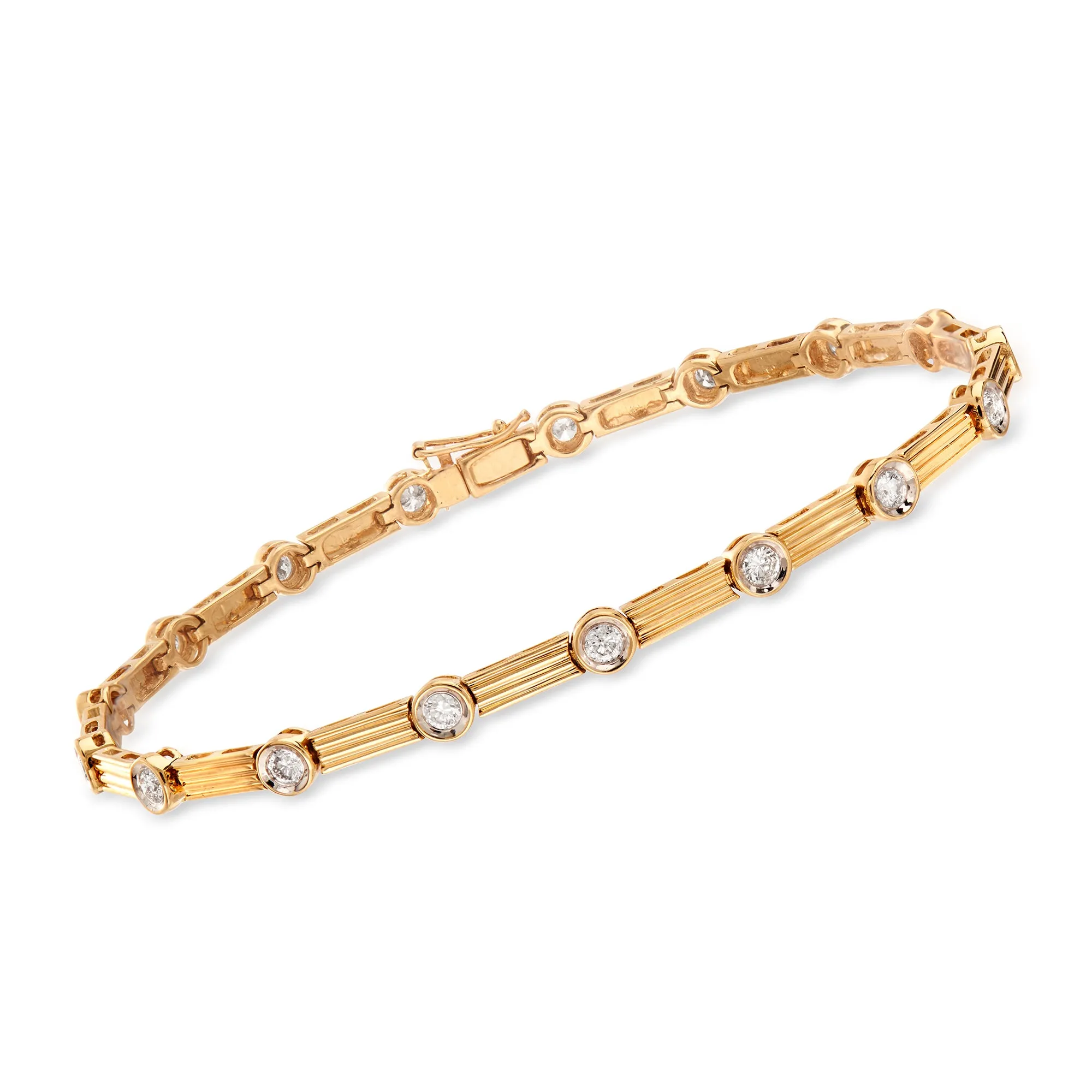 Ross-Simons Bezel-Set Diamond Linear Station Bracelet in 14kt Yellow Gold